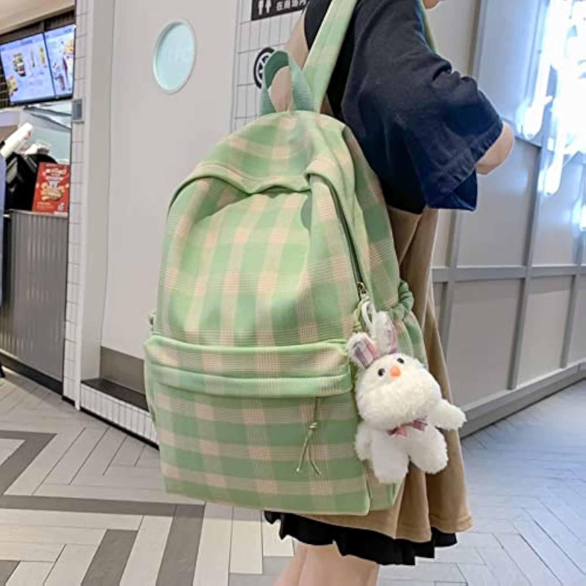 Ladies Plaid Travel Backpack for School